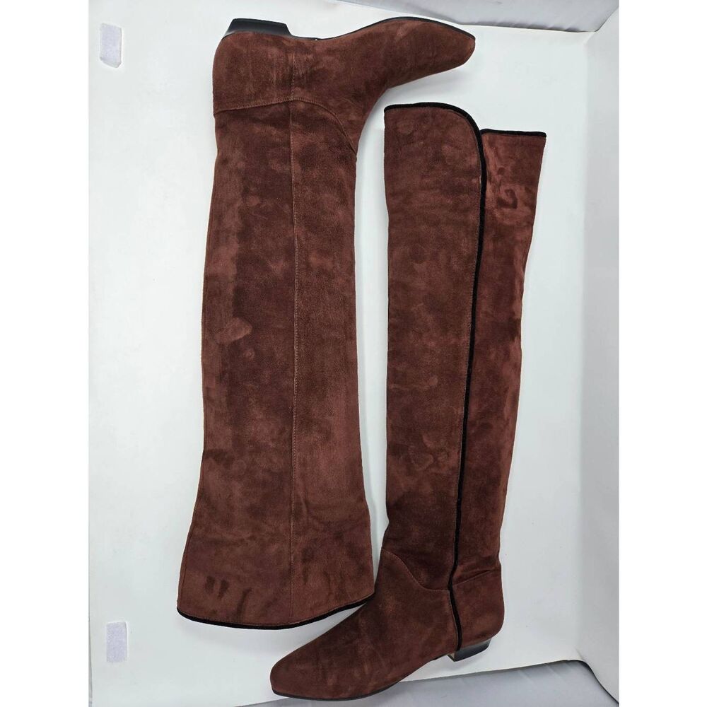 YVES SAINT LAURENT VINTAGE RUST BROWN SUEDE OVER KNEE TALL BOOTS 22" WOMENS 8 N - Picture 3 of 6